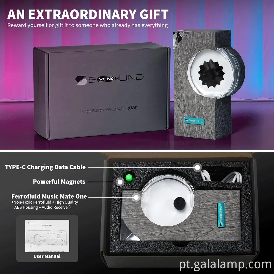 Ferrofluid Speaker Music Mate, simbionte em uma garrafa, lâmpada de tela Ferrofluid, brinquedo de ímã líquido